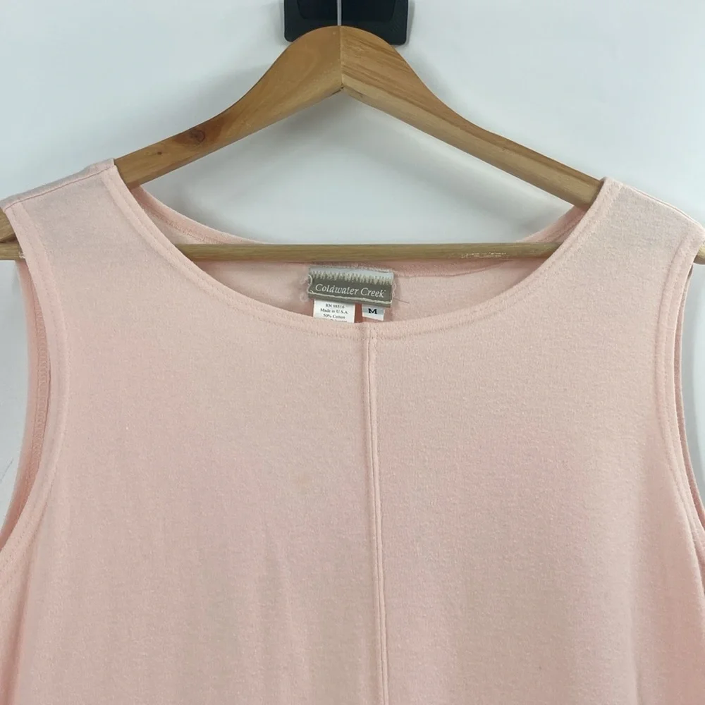 Coldwater Creek soft pink cotton blend  shift dress sleeveless summer womens